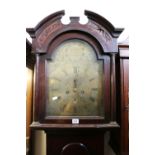 J Gibson of Edinburgh grandfather longcase clock with engraved brass dial,