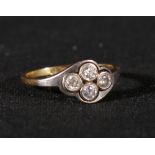 18ct gold diamond four stone ring, size I, 2.