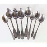 Three late 18th Century tea spoons, perhaps Alexander Ross, Dingwall,
