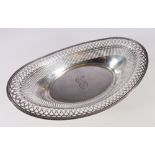 American Sterling silver pierced metal oval dish stamped to base sterling 3039 and sword and wreath