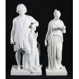 Two Copenhagen Parian figures both stamped Eneret, 35cm and 32cm tall.