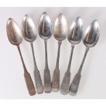 Two sets of three dessert spoons, fiddle pattern by Robert Keay, Perth,