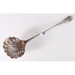 Soup ladle with scallop bowl by Alexander Graham c1770, Glasgow, 34.5cm, 6oz.