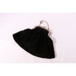 Velvet cord evening bag with silver clasp and chain,