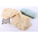 Various lace pieces including a deep lace border, 120cm x 27cm (widest),