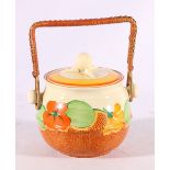 Clarice Cliff Bizarre Nasturtium pattern biscuit barrel,