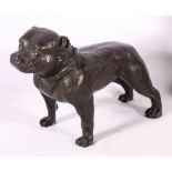 20th Century bronze sculpture of a Staffordshire Terrier, 20cm.