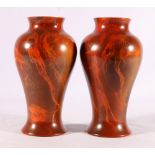 Pair of Wilkinson's Royal Staffordshire Pottery Oriflamme vases of slender baluster form,