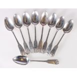 Set of seven spoons fiddle and shell mark P(ord) struck four times,