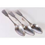Set of three table spoons of fiddle pattern by C.