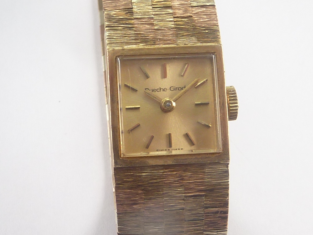 Lady's Bueche Girod 9ct coloured gold bracelet watch c 1980's. Condition Report. - Image 3 of 4