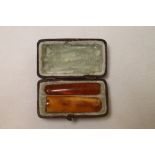 Pair of late 19th century amber cigar holders, each 5cm long, cased as one.