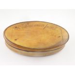 Early 19th century oval snuff box with detachable cover inscribed 'S. Davenport'. 8cm.