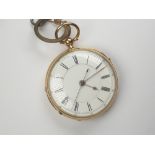 Lever stop watch, three quarter plate in 18ct gold open face case. 1875. Condition Report.