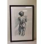 JOYCE TEBBUTT (20th Century School). Nude Life Drawing. Pen, ink and wash. 49.5cm x 27.5cm. Signed.