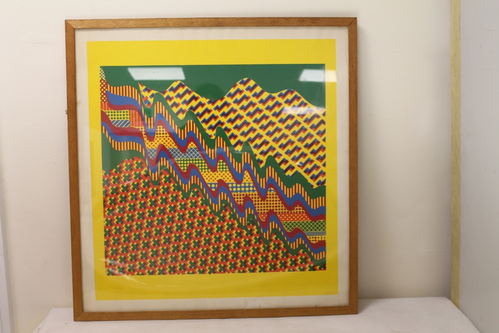 Eduardo Paolozzi (1924-2005) abstract Op Art colour print, unsigned, 60cm x 57.5cm.