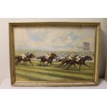 BAILEY, (20th Century British School), Horse Racing. Oil on canvas 44cm x 64.5cm Signed.