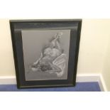 JOYCE TEBBUTT (20th Century School.) Nude Life Drawing. Monochrome pastel. 53cm x 40cm. Signed.