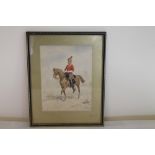 P.W.R. (Victorian / Edwardian School). Mounted cavalryman Watercolour over pencil 23.5cm x 17.