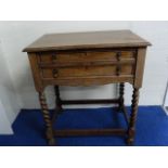 Oak cutlery cabinet on stand, 2 drawers containing part e.p service and other.