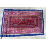 Modern Eastern style tapestry rug or panel with geometric panels. 131cm x 86cm.