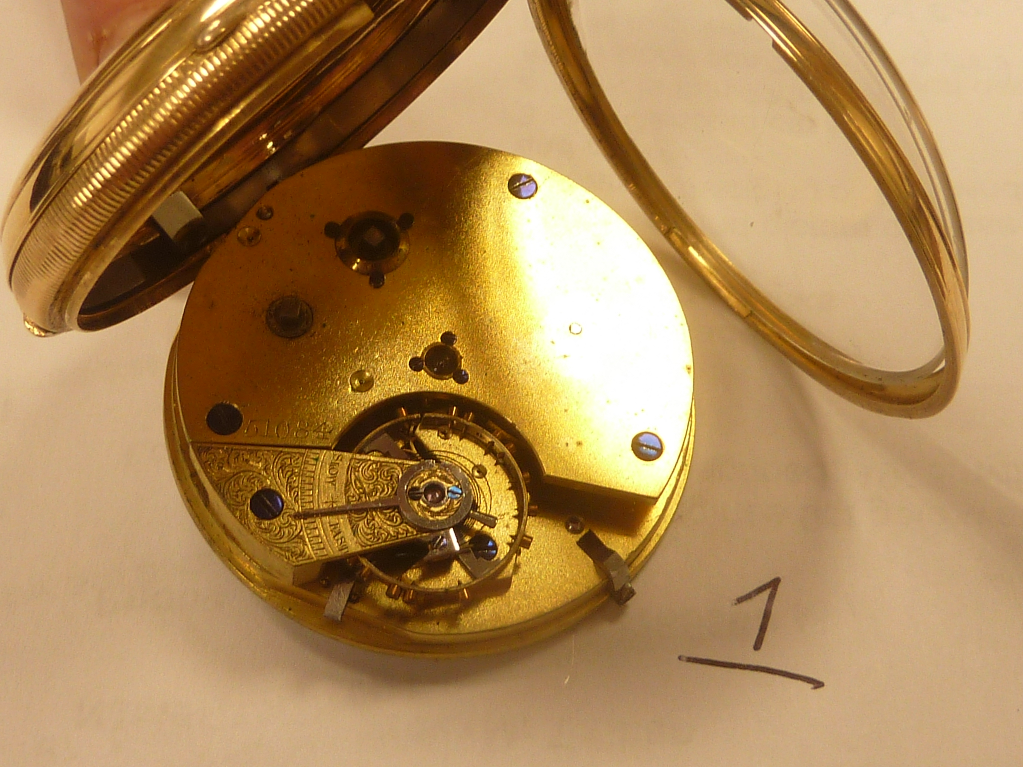 Lever stop watch, three quarter plate in 18ct gold open face case. 1875. Condition Report. - Image 3 of 3