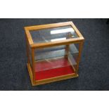 Table top glazed cabinet with two plate glass shelves,
