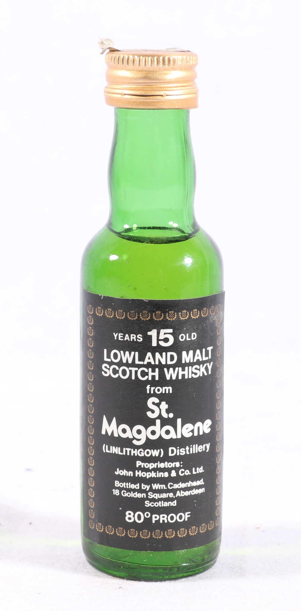 ST MAGDALENE fifteen year old Lowland malt Scotch whisky miniature,