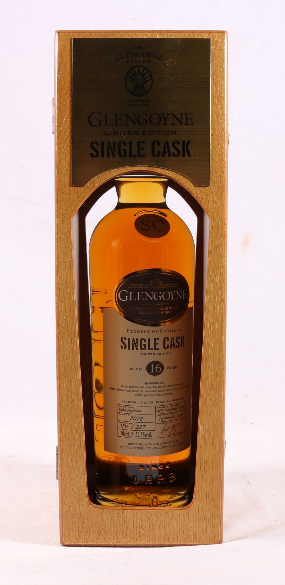 GLENGOYNE 1992 sixteen year old single cask Highland single malt Scotch whisky,