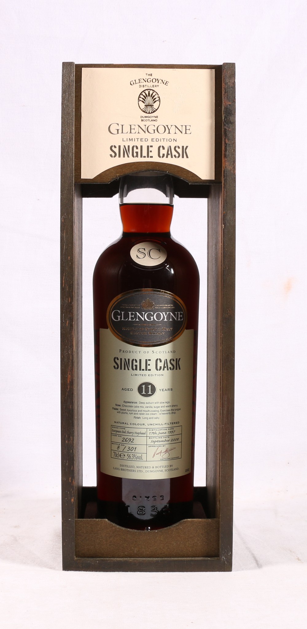 GLENGOYNE 1997 eleven year old single cask Highland single malt Scotch whisky,