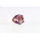 18ct yellow gold amethyst and ruby set cocktail ring large checkerboard cut rich amethyst mounted