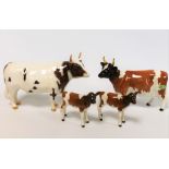 Four Beswick figures: Ayrshire Bull "Ch. Whitehill Mandate", 2nd version, no. 1454B, 13.