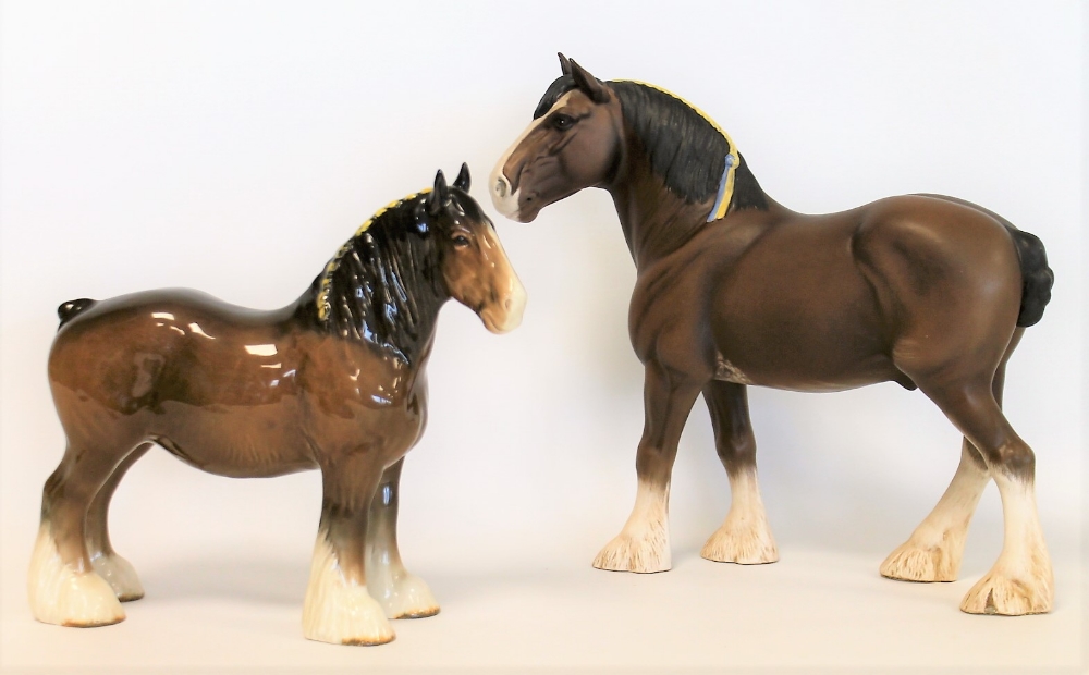 Two Beswick figures: Clydesdale, no. 2465 (lacking harness), brown matt, 26.