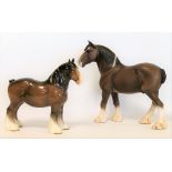 Two Beswick figures: Clydesdale, no. 2465 (lacking harness), brown matt, 26.