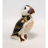 Royal Crown Derby paperweight in the form of a Puffin, silver stopper, 12cm high.