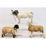 Three Border Fine Arts Pottery figures: Belgian Blue Bull, A4579, 11.