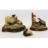 Three Border Fine Arts figures: "Spring Lambing" (Swaledale Lamb and Ewes), no.