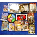 Sixteen various items and figures including Star Wars, Buffy, Primeval, Simon game etc.