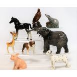 Small collection of Beswick figures including Giraffe, no. 1597; Elephant - Small, no.