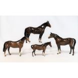 Four Beswick figures: Quarter Horse, no. 2186, 21cm high; Arab "Bahram", no.