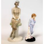 Two Royal Doulton figures: "Cocktails", HN3070, 28cm high and "Sleepy Darling", HN2953, 18.5cm high.