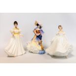 Three Royal Doulton figures: "Katherine", HN3708, signed by Michael Doulton, 23cm high; "Kathleen",