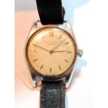 Gent's Girard Perregaux watch, stainless steel, on strap. Condition Report Poor dial.