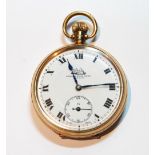 Swiss keyless watch, 'Pyramid for Spikins from Dent', in Dennison 9ct gold open face case,