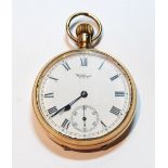 Waltham keyless watch, 7 jewels, in 9ct gold open face case, 1926, 47mm.