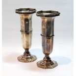 Pair of silver vases of hexagonal section, Birmingham 1924, 14.5cm, 5½oz.