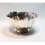 Silver bowl with wavy flutes on similar moulded foot, by C.S. Harris, 1900, 17cm, 9oz.