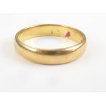 22ct gold band ring. Size 'L'. Condition Report. 3.9g.