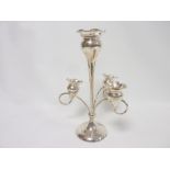 Silver epergne of Art Nouveau style with three tulip shaped vases and another,