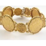 Bracelet with four sovereigns 1891 and 1892. Condition Report. 60g gross.